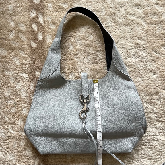 Rebecca Minkoff Megan Leather Boho Hobo Shoulder Bag In Perla Gray - Picture 7 of 16